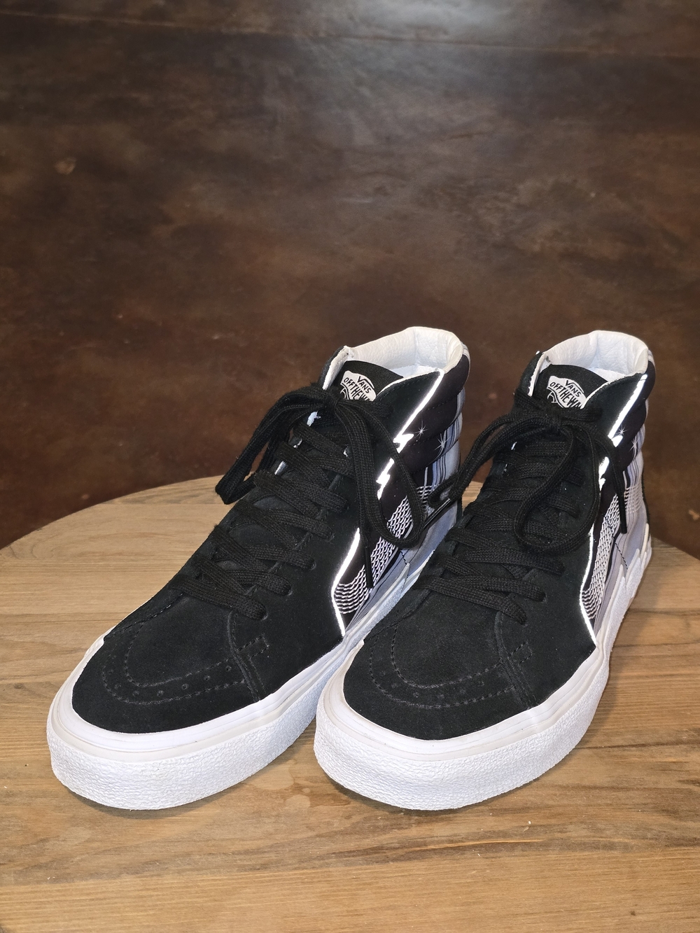 VANS Sk8-Hi Bolt Chrome Flash Black Reflective Sneakers Women's 8.5 Men's 7